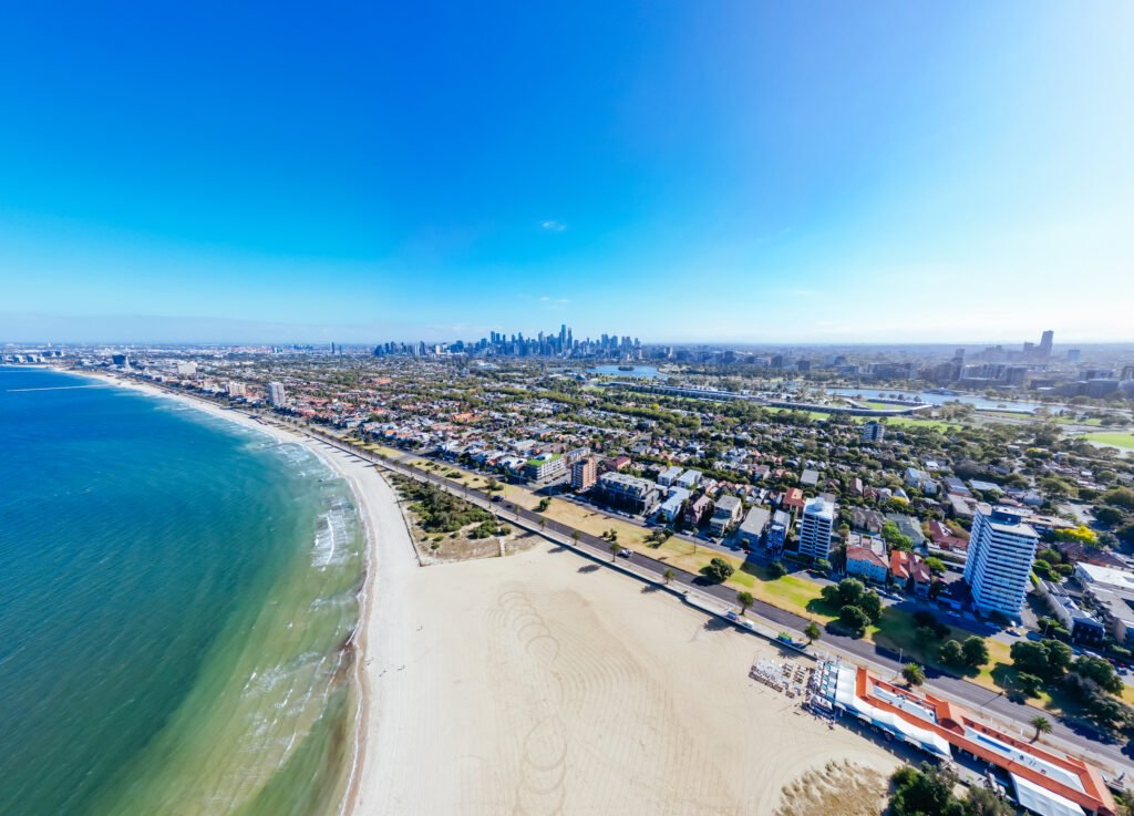 View towards Melbourne from St Kilda in Australia