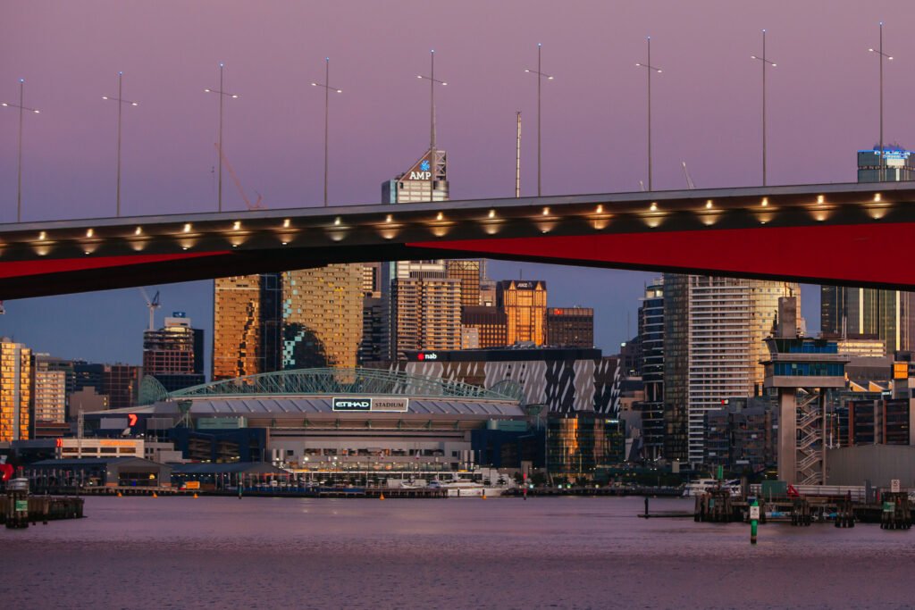 Melbourne Skyline at Dusk in Victoria Australia